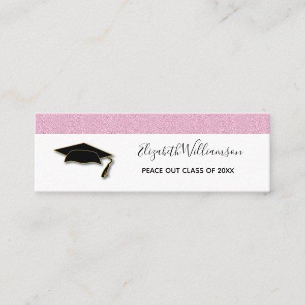 Graduation Name Card  Pink Glitter Insert Card