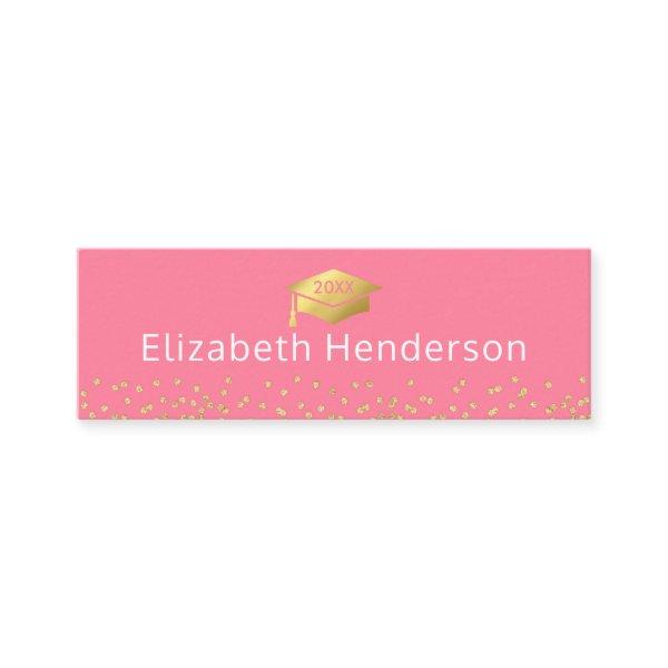 Graduation Name Card Pink Gold Glitter