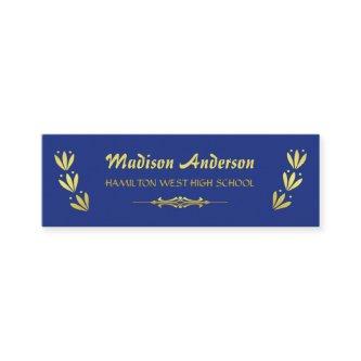 Graduation Name Card Senior Year Insert Gold Blue