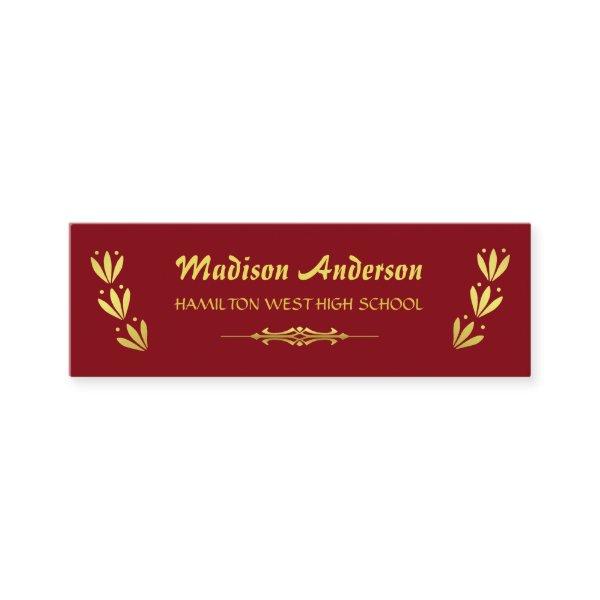 Graduation Name Card Senior Year Insert Gold Red