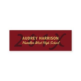 Graduation Name Card Senior Year Insert Red Gold