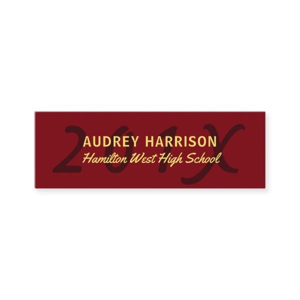 Graduation Name Card Senior Year Insert Red Gold