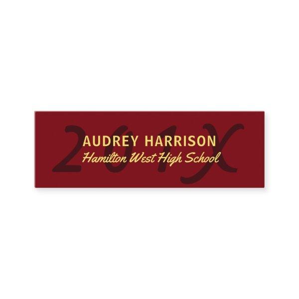 Graduation Name Card Senior Year Insert Red Gold