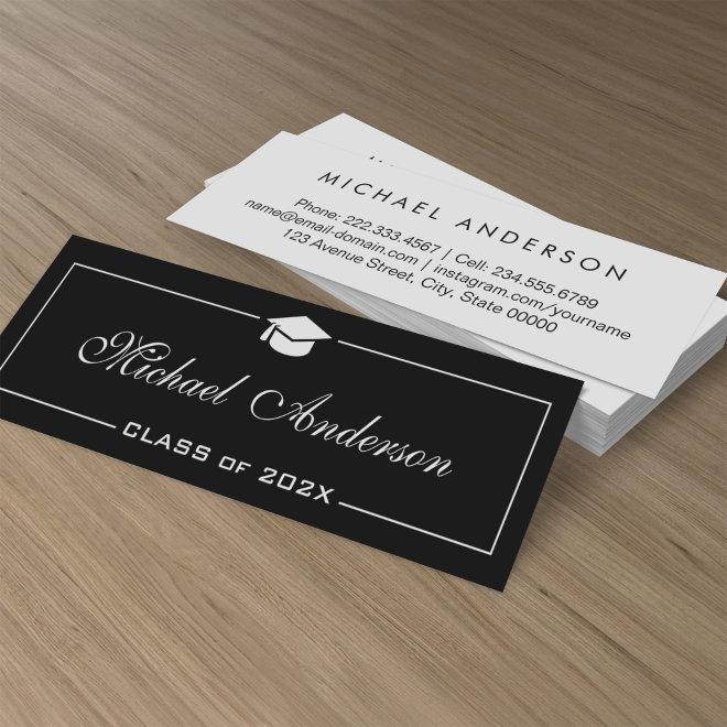 Graduation Name Card - Stylish Black and White
