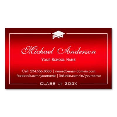 Graduation Name Card - Stylish Plain Red Gradient