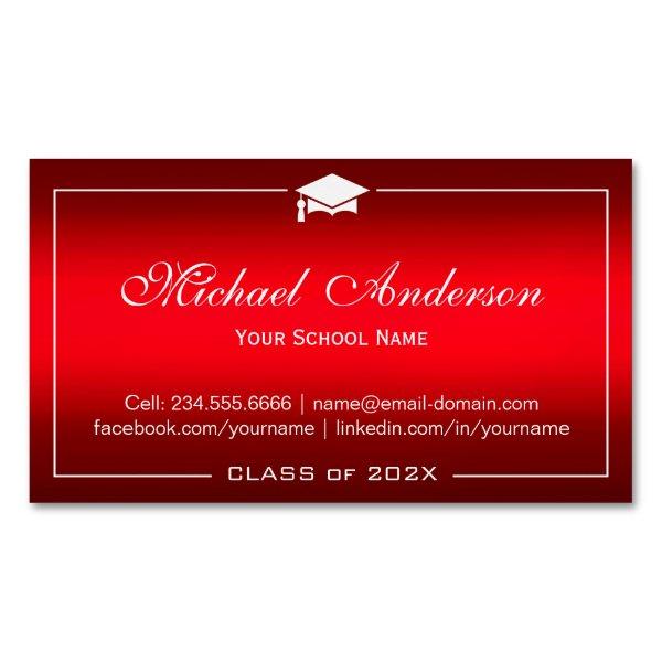 Graduation Name Card - Stylish Plain Red Gradient