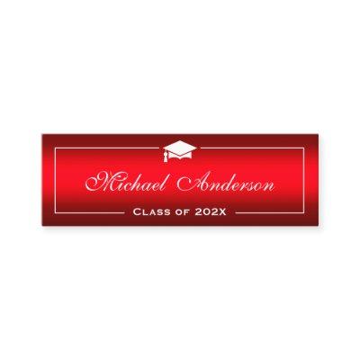 Graduation Name Card - Stylish Plain Red Gradient