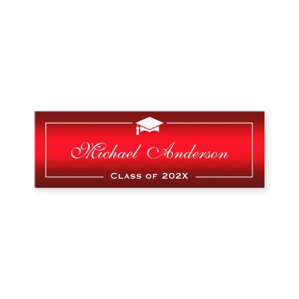 Graduation Name Card - Stylish Plain Red Gradient