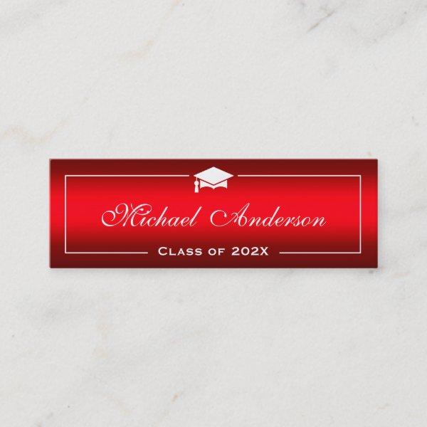 Graduation Name Card - Stylish Plain Red Gradient