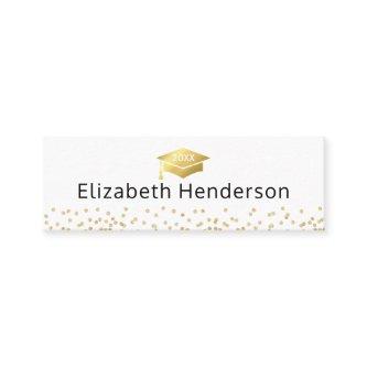 Graduation Name Card White Gold Glitter