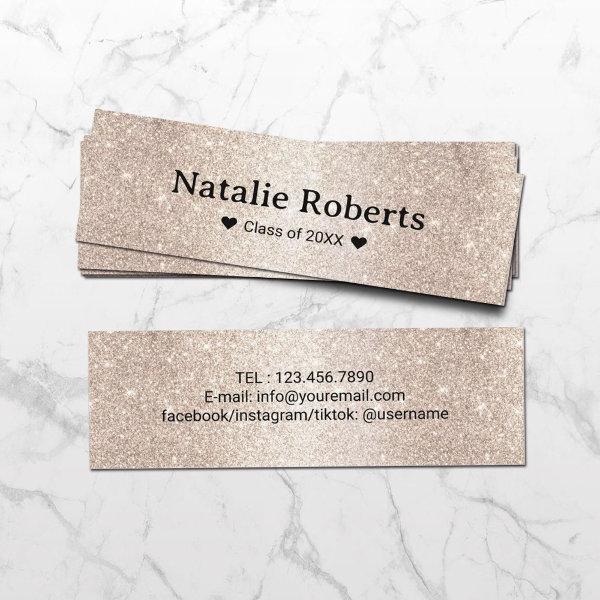 Graduation Name Insert Card Elegant Gold Glitter