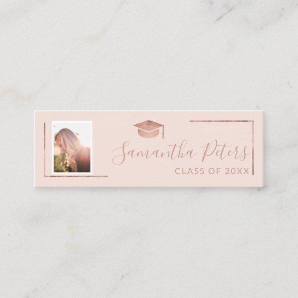 Graduation name rose gold elegant blush pink photo mini