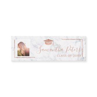 Graduation name rose gold elegant marble photo mini