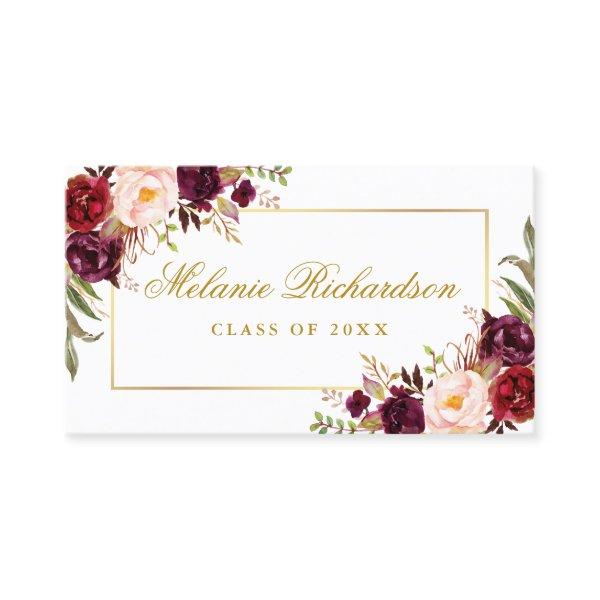 Graduation Networking Burgundy Floral Gold