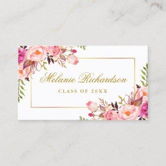Graduation Networking Pink Floral Gold