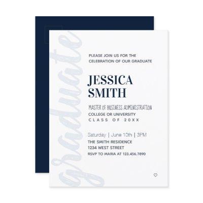 Graduation Party Invitation Modern Simple  Postcar Postcard