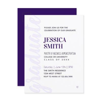 Graduation Party Invitation Modern Simple Red Post Postcard