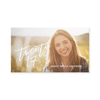 Graduation Photo Name Card Modern Handwritten Text