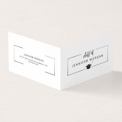 Graduation Silver Elegant Folded Name Card