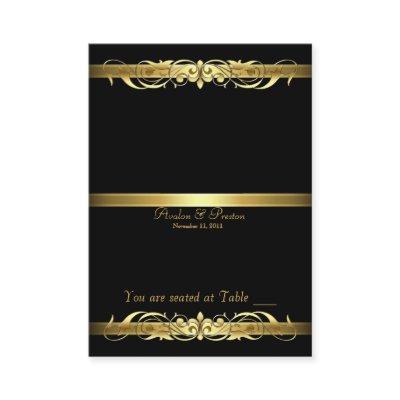 Grand Duchess Black Gold Scroll Table Placecard