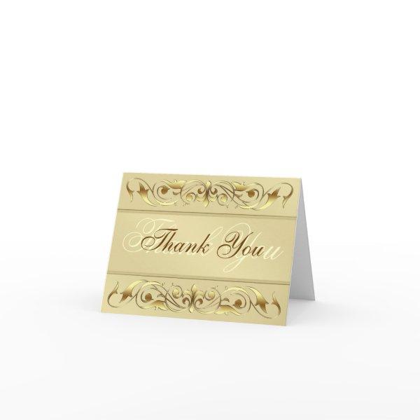 Grand Duchess Gold Scroll Thank You Notecard