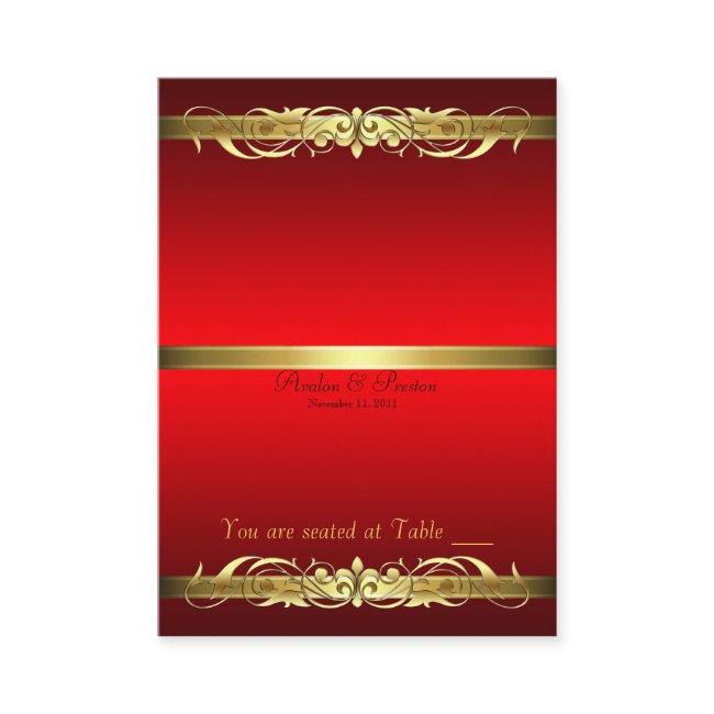 Grand Duchess Red & Gold Scroll Table Placecard