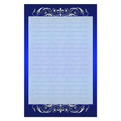 Grand Duchess Silver Scroll Lined Blue Stationery