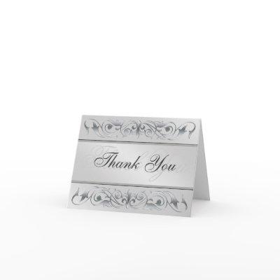 Grand Duchess Silver Scroll Thank You Notecard