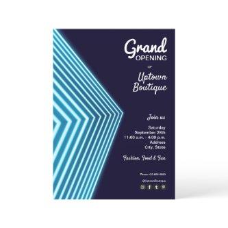 Grand Opening Blue Neon Invitations