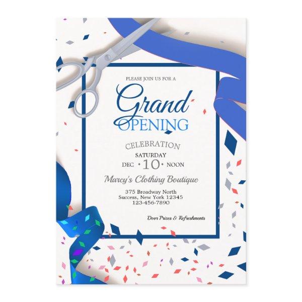 Grand Opening Event Blue Ribbon (Open Back) Invitation