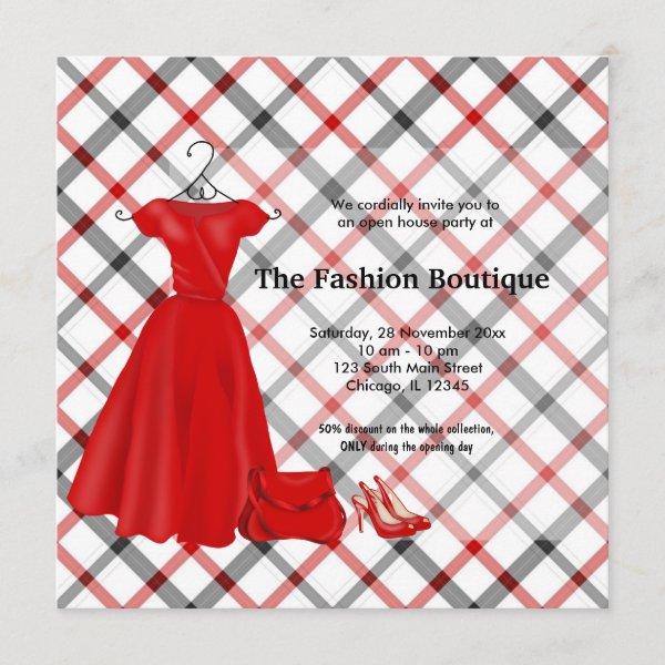 Grand Opening Fashion business (Red) Invitation