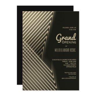 Grand Opening Gold Neon Lights Invitations