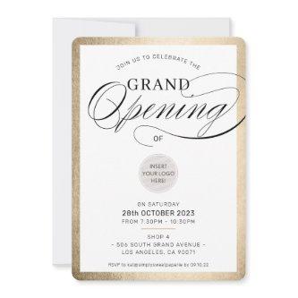 GRAND OPENING modern business event black gold Invitation
