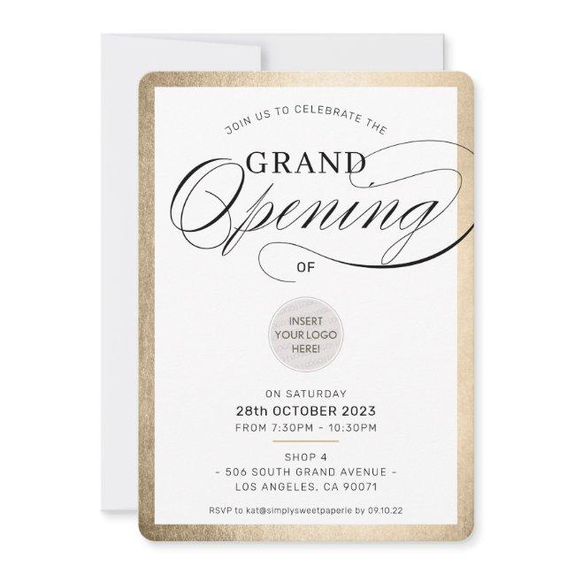 GRAND OPENING modern business event black gold Invitation