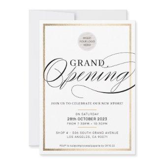 GRAND OPENING modern business logo event black Invitation