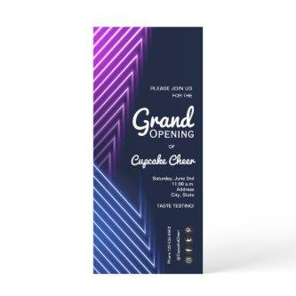 Grand Opening Pink Purple Neon Invitations