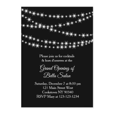 Grand Opening Twinkle Lights black Invitation
