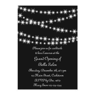 Grand Opening Twinkle Lights (black) Invitation