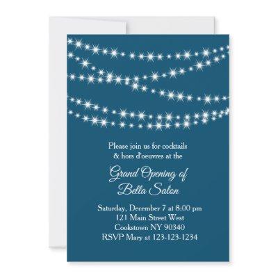 Grand Opening Twinkle Lights blue Invitation