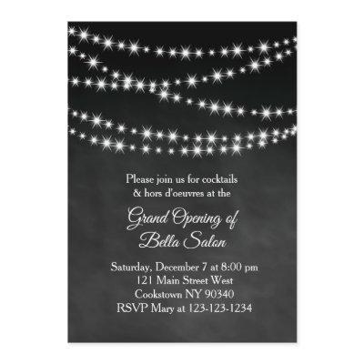 Grand Opening Twinkle Lights chalkboard Invitation