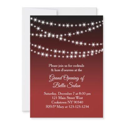 Grand Opening Twinkle Lights dark red Invitation