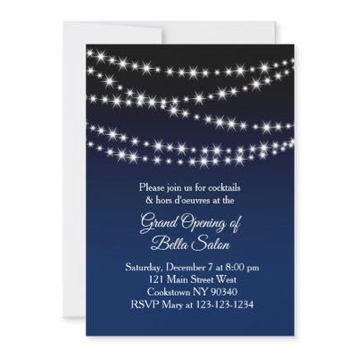 Grand Opening Twinkle Lights navy Invitation