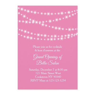 Grand Opening Twinkle Lights pink Invitation