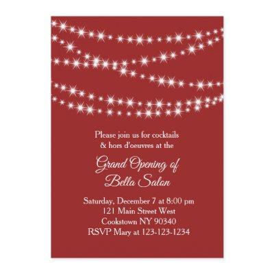 Grand Opening Twinkle Lights red Invitation