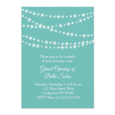 Grand Opening Twinkle Lights turquoise Invitation