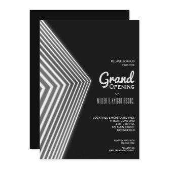 Grand Opening White Neon Invitations