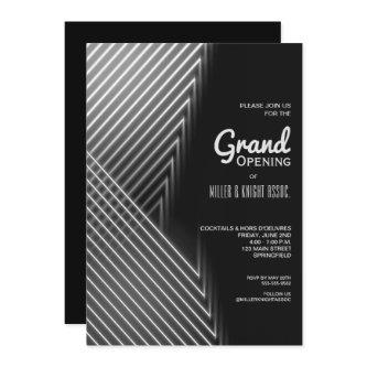 Grand Opening White Neon Lights Invitations