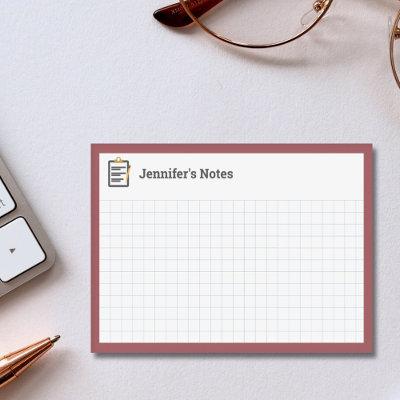 Graph Grid with Clipboard and Pen Red  Post-it Notes