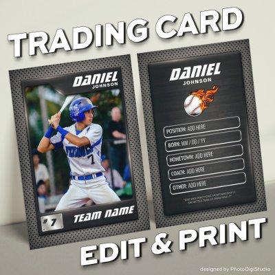 Graphite Baseball Trading Card, Baseball Player  Calling Card