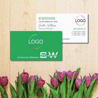 Grass Green Plain White with Monogram and Logo